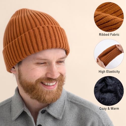 HONGTEYA 3 Pack Winter Beanie for Men Women, Thicken Thermal Plush Lined Beanie Fashion Warm Knit Hat for Cold Weather - color: Black+gray+brown