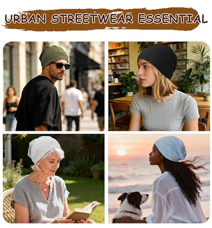 100% Cotton Thin Summer Slouchy Beanie Hat for Women Men Chemo Cap - color: 1pc Light Blue, size: Large