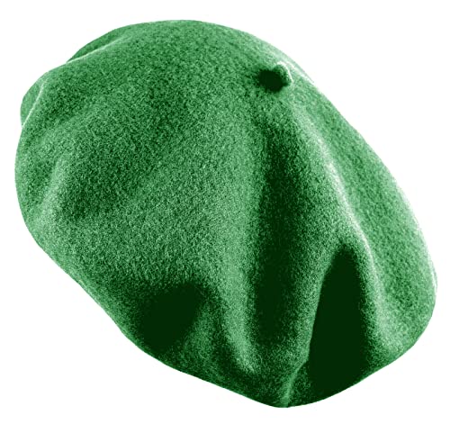 Women's French Beret Hat Solid Color Plain Wool Classic Traditional Artist Cap - color: Green