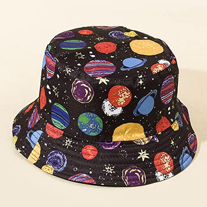 Quanhaigou Bucket Hats Unisex Summer Travel Beach Fisherman Cap for Men Women Teens - color: Galaxy