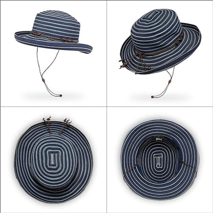 Sunday Afternoons Vineyard Hat UPF 50+ Wide Brim Sun Hat for Women - color: Navy, size: Medium