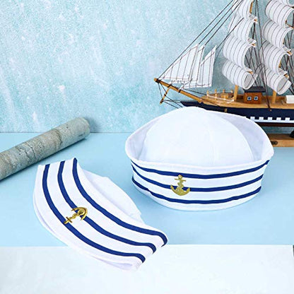 Syhood 12 Pcs Blue with White Sailor Hats Captain Navy Hat - style: Delicate Style