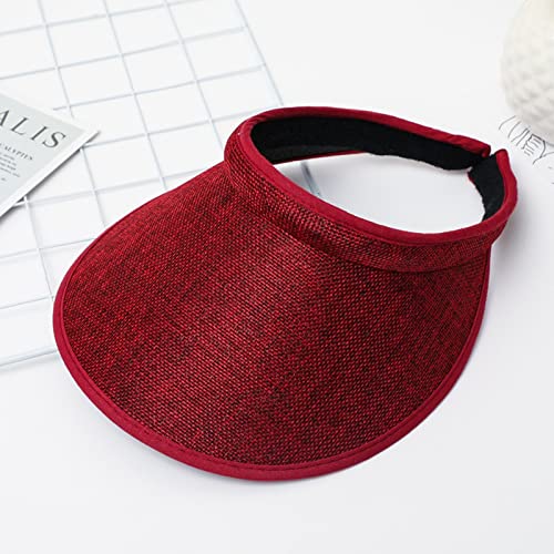 Cloth Covered Slip-On Visor for Women, Adjustable Cap Sports Sun Visors for Men - color: Red
