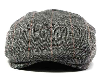 Men's Classic Patchwork Herringbone Checker Plaid Newsboy Ivy Hat Flat Cap - color: Gray Plaid, size: Large-X-Large