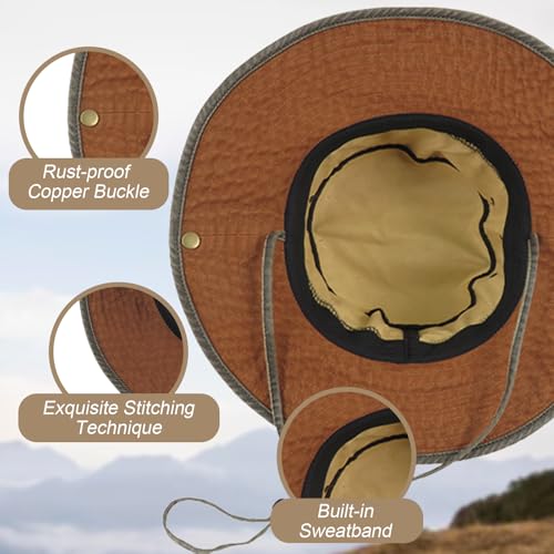 Bucket Hat UV Protection Sun Hat, Boonie Fishing Safari Hats for Outdoors - color: Camel