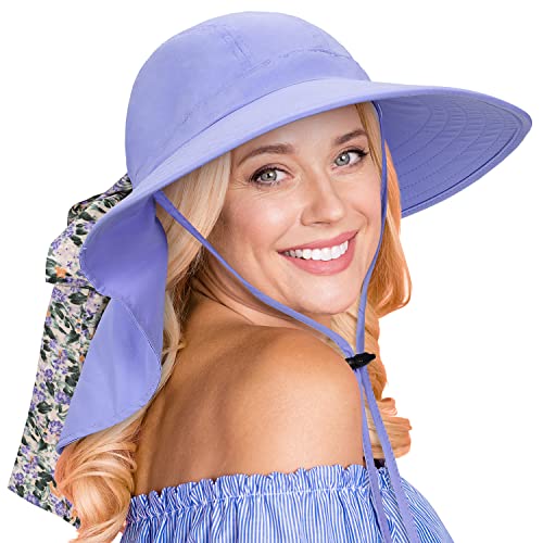 Tirrina Women's Sun Hat Wide Brim, UV Protection Sun Hats for Women - color: #Purple