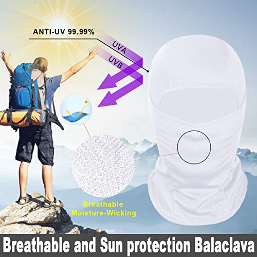 Achiou Ski Mask for Men and Women, Lightweight UV Balaclava Face Cover - color: New White