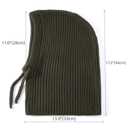 Connectyle Knit Hooded Scarf Hat Pullover Balaclava Beanie Skull Cap with Drawstring Neck Gaiter Hood Winter Hats for Women - color: Army Green
