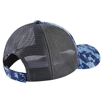 BASSDASH Altimate Fishing Hat Mesh Back for Men Women Adjustable Baseball Trucker Cap - color: Blue Scales