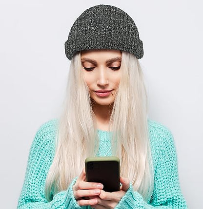 Fisherman Short Beanie Leon Roll up Trawler Classic Skullcap Hipster Beanie Warm Winter Hats Acrylic Ribbed Knit Cuff Daily - color: Dark Gray Mix Fisherman Beanie