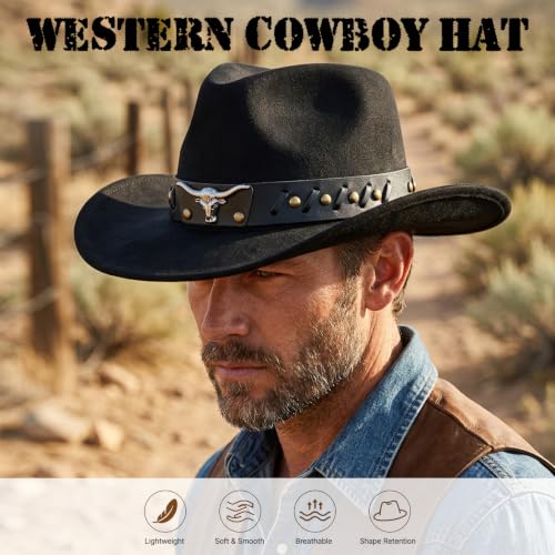 Western Cowboy Hat for Women, Shapeable Wide Brim Classic Cowgirl Hat - color: Color 1