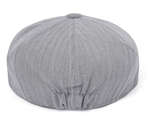 DIYDECAL Mens Newsboy Cap 8 Panel,Cotton Blend Flat Ivy Gatsby Cabbie Golf Hat - color: Light Grey