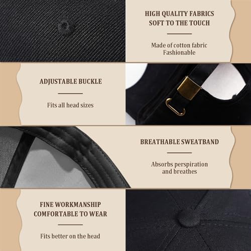 Adjustable Cotton Baseball Cap for Men Women - color: Black