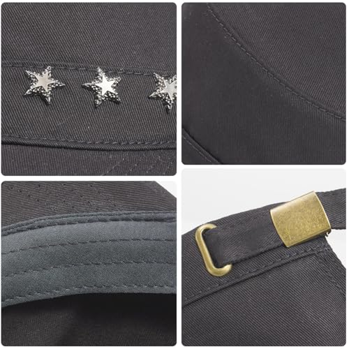 Initlove Cadet Army Cap Military Unisex Flat Top Hat for Men Women - color: Star Grey