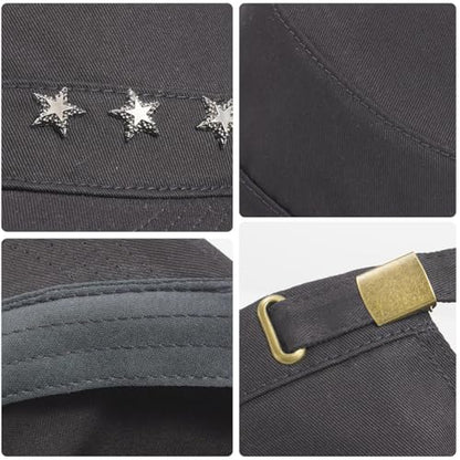 Initlove Cadet Army Cap Military Unisex Flat Top Hat for Men Women - color: Star Grey