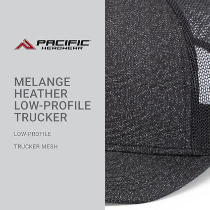 Pacific Headwear Melange Heather Low-Profile Trucker - color: Black Heather/Black/Black Heather