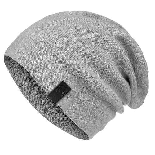 Warm Slouchy Beanie Hat - Deliciously Soft Daily Beanie in Fine Knit - color: Light Heather Grey