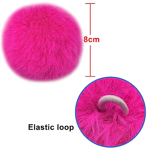 BQTQ 40 Pcs Faux Fur Pom Poms DIY Hat Pompoms with Elastic Loop (Bright) - color: Bright Color