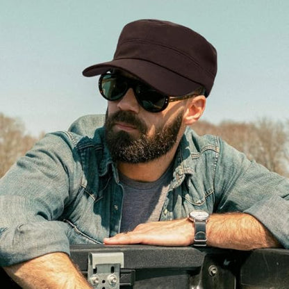 Unisex Basic Cadet Army Caps Everyday Military Style Hat - color: Coffee