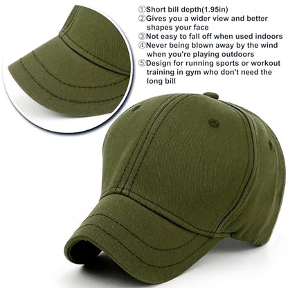 Loneshark Short Brim Baseball Hat for Running Small Bill Umpire Cap - color: Green