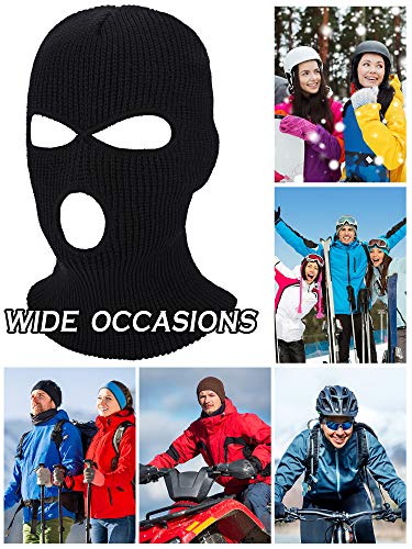 WILLBOND 2 Pieces Knitted Full Face Cover 3 Hole Mask Winter Balaclava Face Cover - color: Aterrimus, size: One Size