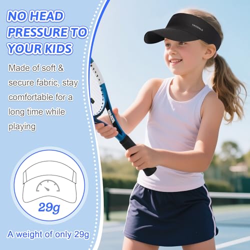 Kids Sun Visor Hats for Girls Boys, Packable Cooling Stretchy Visor - color: Black