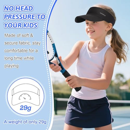 Kids Sun Visor Hats for Girls Boys, Packable Cooling Stretchy Visor - color: Black