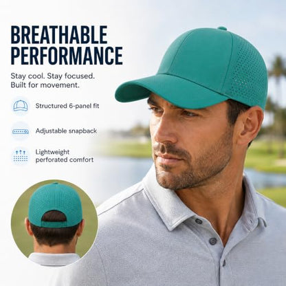 Quick Dry Baseball Cap Curved Brim Snapback Hat Mesh for Men Women - color: Lakegreen