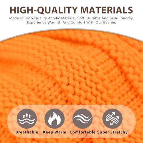ZOORON Womens Winter Hat Slouchy Beanies for Women Cable Knit Beanie Hats - color: 1pack--orange