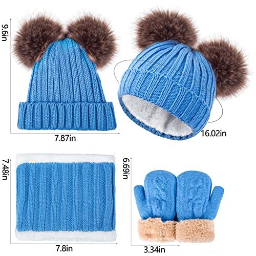Kids Winter Beanie Scarf Gloves Set - Thermal Fleece Lined Knit Hat, Soft Neck Warmer & Mittens for Girls & Boys 1-10 Years - color: Blue-s, size: 1-5 years