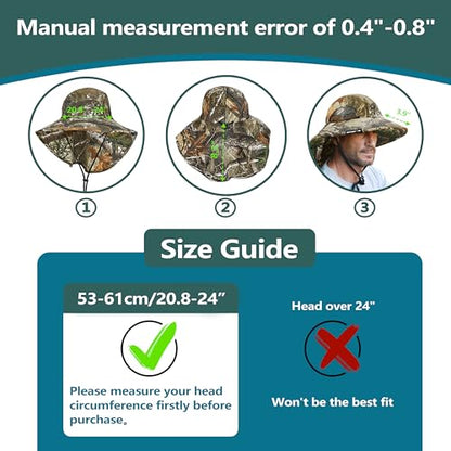 Solaris Small‑Head‑Fit Sun Hat with Neck Flap for Men & Women - color: Pine Woodland Camo, size: One Size