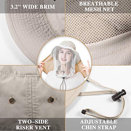 Palmyth Head Net Hat, Sun Hat Safari Hat - color: Khaki