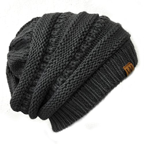 allydrew Winter Thick Knit Beanie Slouchy Beanie for Men & Women - color: Charcoal Grey