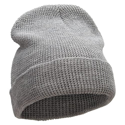 Waffle Knit Cuff Beanie - color: Heather Grey