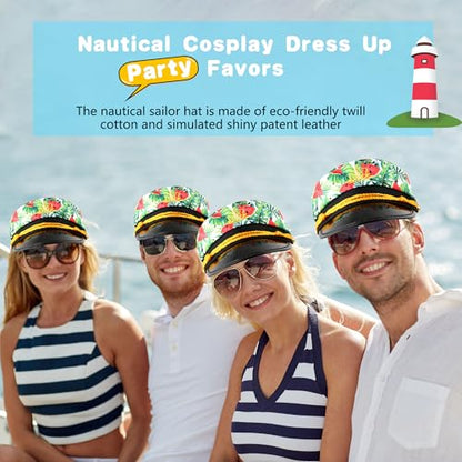 8 Pieces Captain Hats Adjustable White Sailors Navy Marine Admiral Caps for Yacht Theme Party Costume Accessory - color: Style 10