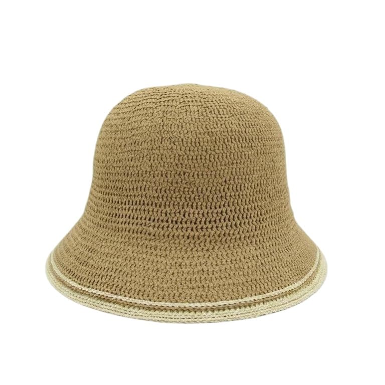 Women’s Two-Toned Sun Hat Straw Bucket Hat UPF 50+ Sun Protection Packable Adjustable Summer Holiday Beach Hat - color: Khaki