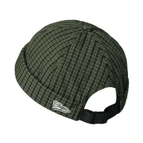 Croogo Checked Brimless Hat Lightweight Quick Dry Docker Cap for Men - color: Green