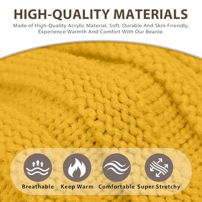 ZOORON Womens Winter Hat Slouchy Beanies for Women Cable Knit Beanie Hats - color: 1pack- Yellow