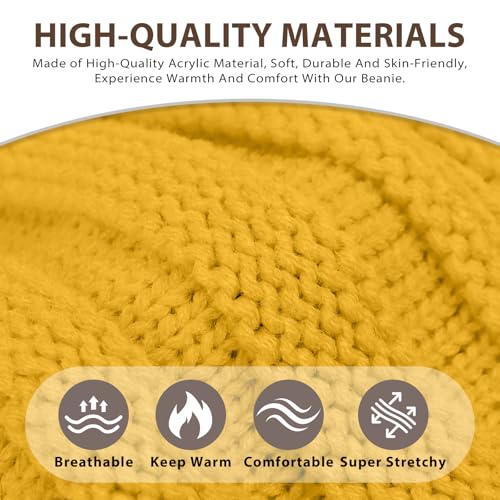 ZOORON Womens Winter Hat Slouchy Beanies for Women Cable Knit Beanie Hats - color: 1pack- Yellow