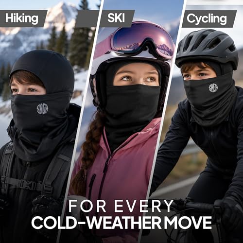 Kids Balaclava Ski Mask for Boys & Girls Dark Black