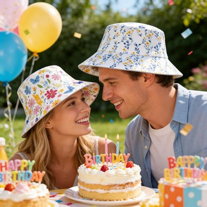 Bucket Hat Funny Duck Fisherman Hat Travel Beach Sun Hat Outdoor Cap for Men Women Adults - color: Double-sided Floral