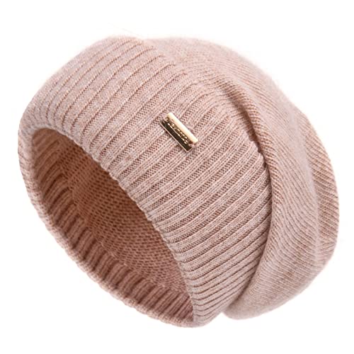 jaxmonoy Slouchy Beanies for Women Winter Lightweight Ladies Knit Hat Cuffed Soft Warm Slouch Beanie Cap - Brown - color: Mixed Pink