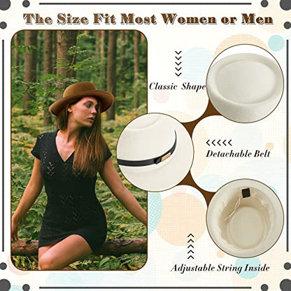 Hercicy Wool Fedora Hat for Women - color: Black, White, Camel, Khaki