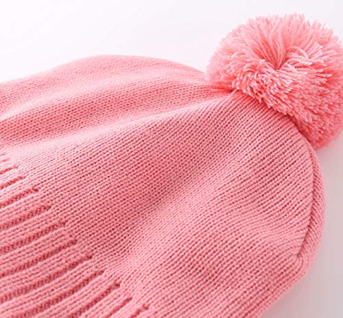 Home Prefer Toddler Boys Girls Hats Earflaps Fleece Knit Beanie Kids Winter Hat - color: Pink, size: 5-10 Years