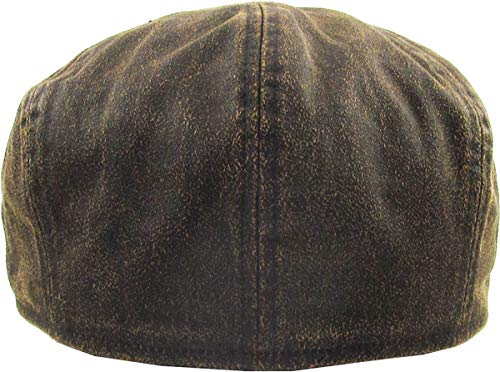 KBETHOS Leather Ascot Made in USA Ivy Collection Classic Newsboy Caps - color: (E) Pu Leather - Dark Brown, size: Large-X-Large
