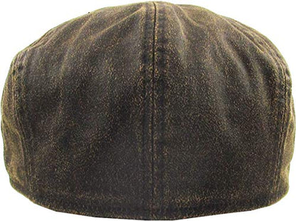 KBETHOS Leather Ascot Made in USA Ivy Collection Classic Newsboy Caps - color: (E) Pu Leather - Dark Brown, size: Small-Medium