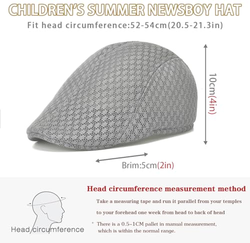 2 Pack Teenagers' Mesh Cap Breathable Summer Newsboy Hat Adjustable Beret Ivy Cap Irish Riding Hiking Hats - color: Light Gray/White