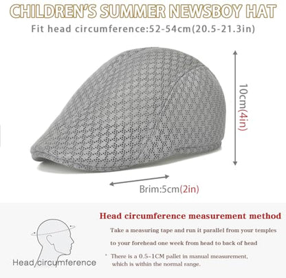 2 Pack Teenagers' Mesh Cap Breathable Summer Newsboy Hat Adjustable Beret Ivy Cap Irish Riding Hiking Hats - color: Light Gray/White