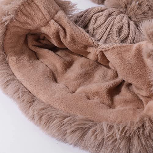 HUAMULAN Women Winter Sherpa Knit Beanie Hats Fleece Lined Ear Flaps - color: A1-m1399-black
