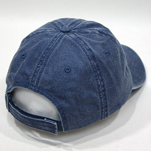 Plain Washed Cotton Adjustable 6 Panel Dad Hat Baseball Cap - color: Navy